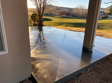 concrete patio after being polished